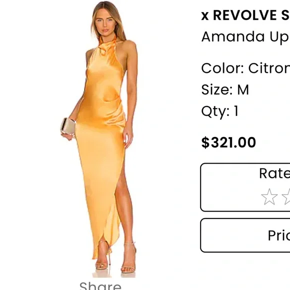 amanda uprichard gold dress Amanda Uprichard Martine Silk Dress main image 0
